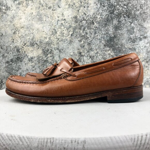 SAS Men\'s Size 8N Brown Leather Genuine Handsewn Kiltie Tassel Slip On Loafers main image 14